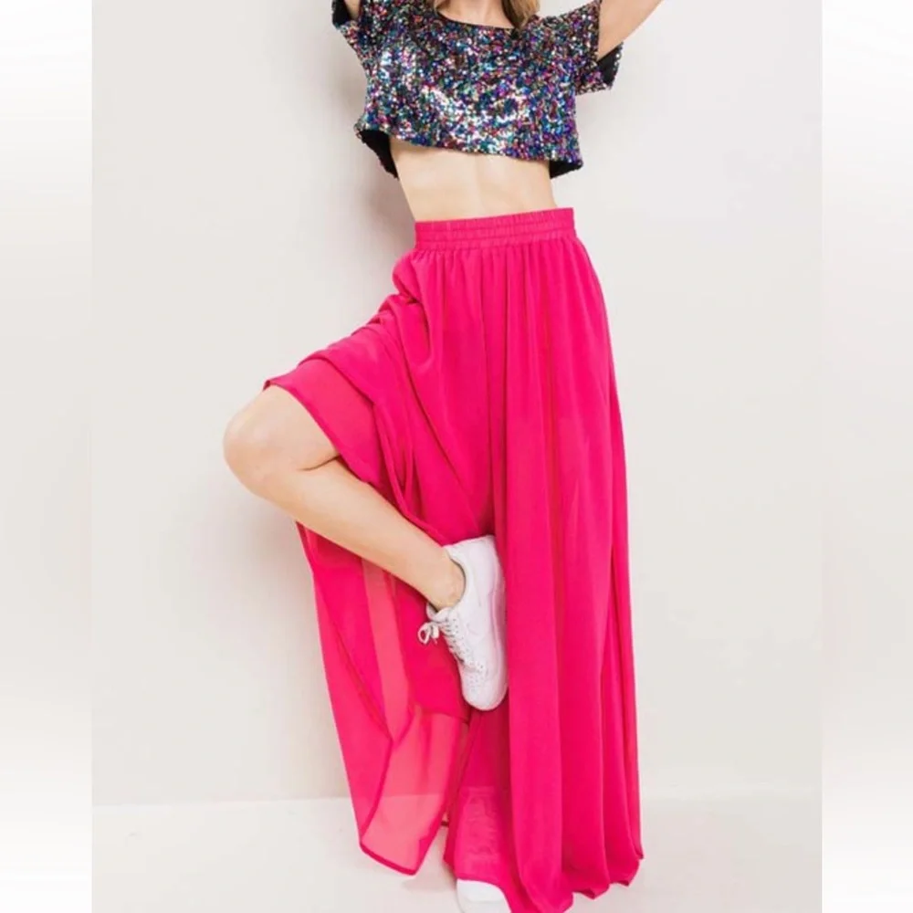 Elegant Pink Maxi Wide Leg Pants - Picture 2 of 4